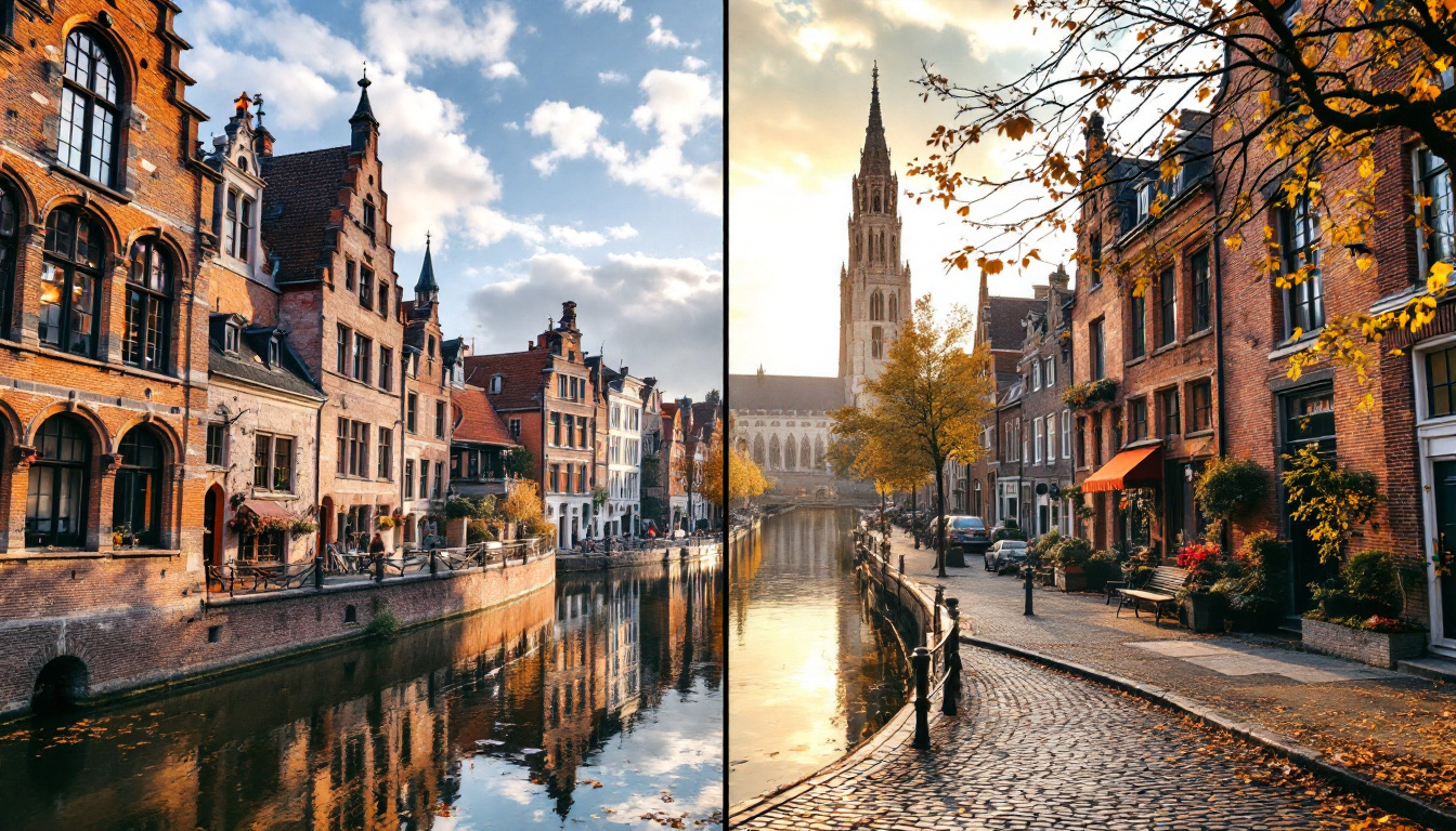 Grachten und mittelalterliche Fassaden zeigen den Vergleich gent oder brügge was ist schöner